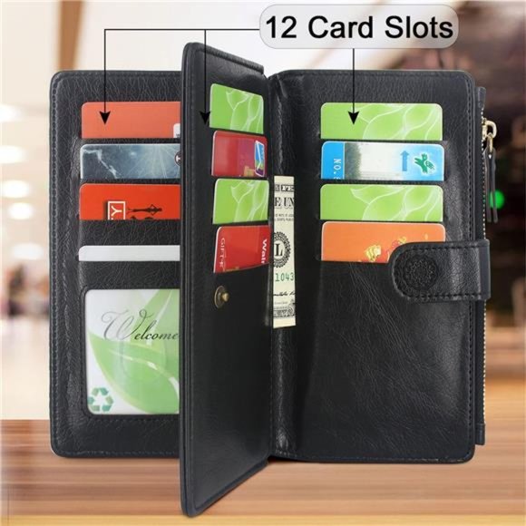 For iPhone 14 Pro Max 6.7in 5G 2022 Durable PU Leather Wallet Case with Strap - Picture 4 of 6